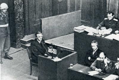 Ф. Паулюс свидетельствует на Нюрнбергском процессе.
