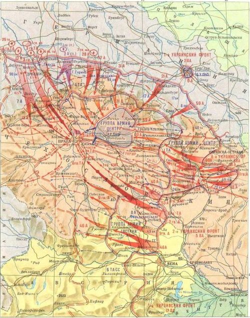 Карта-схема Пражской наступательной операции. 