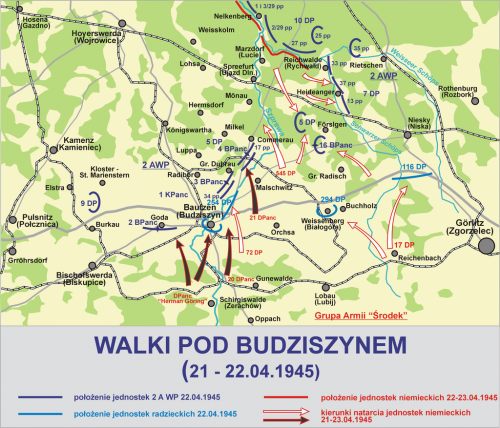 Карта –схема боевых действий 21-22 апреля под Баутценом.