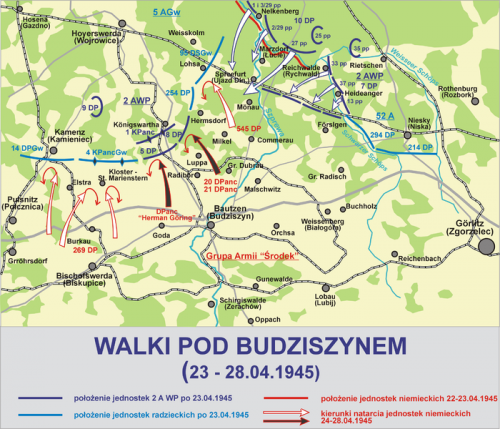 Карта –схема боевых действий 23-28 апреля под Баутценом.