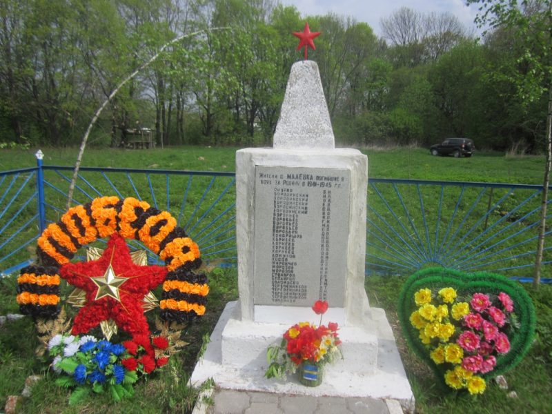 д. Малевка Тульского городского округа. Памятник, установленный на братской могиле, в которой похоронены советские воины, погибшие в годы войны.