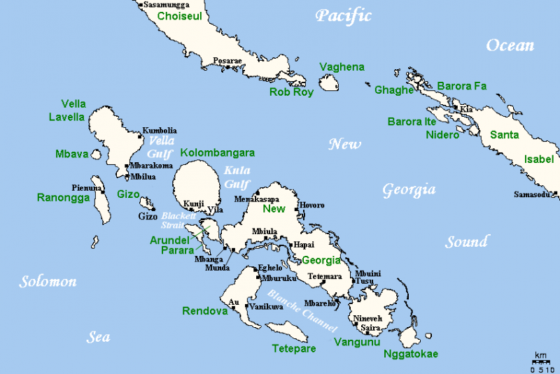 Карта островов Нью-Джорджия.