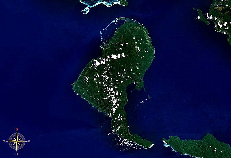 Вид на остров Рендова с космоса. 