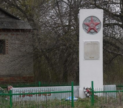 д. Княгинино Новомосковского р-на. Обелиск, установленный на братской могиле, в которой похоронены советские воины, погибшие в годы войны.