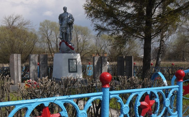 д. Новики Новомосковского р-на. Памятник, установленный в 1957 году на братской могиле, в которой похоронены советские воины, погибшие в годы войны.
