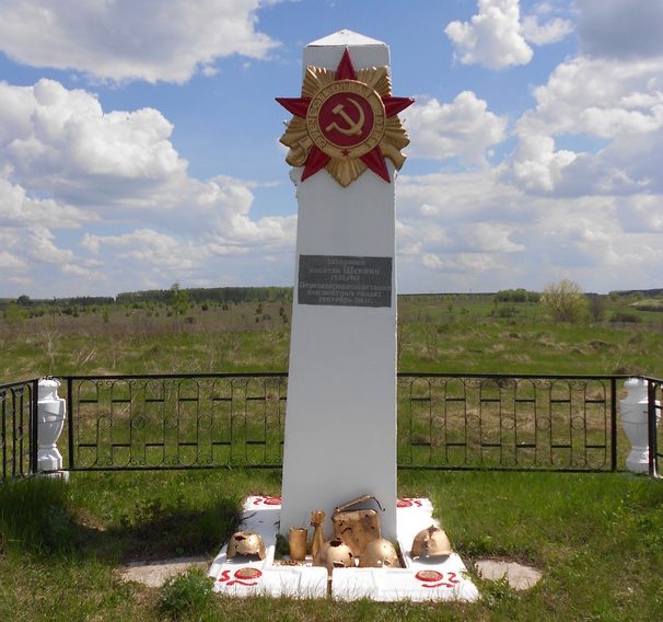 д. Бутырки Арсеньевского р-на. Памятник на могиле майора Шевнина. 