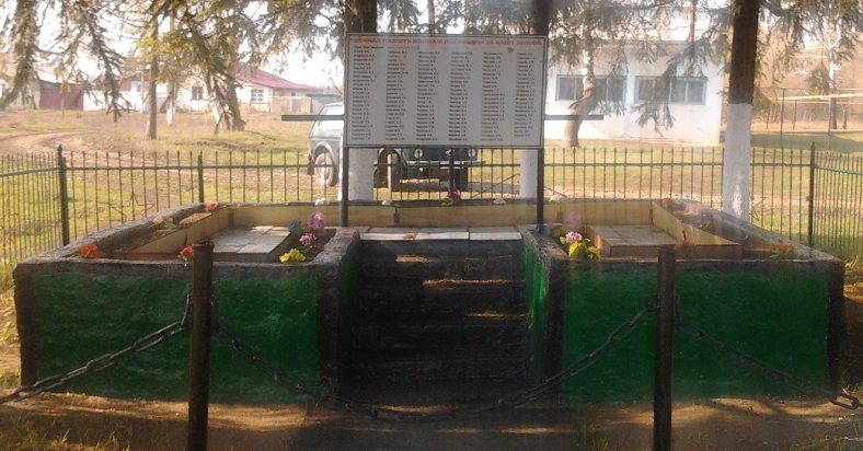  с. Ержино Чернского р-на. Памятник, установленный в 1966 году на братской могиле, в которой похоронены советские воины. 