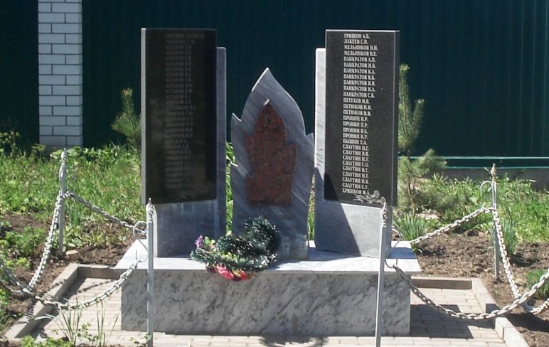 с. Николо-Жупань Одоевского р-на. Памятник, установленный в 2005 году на братской могиле, в которой похоронены советские воины, погибшие в годы войны. 