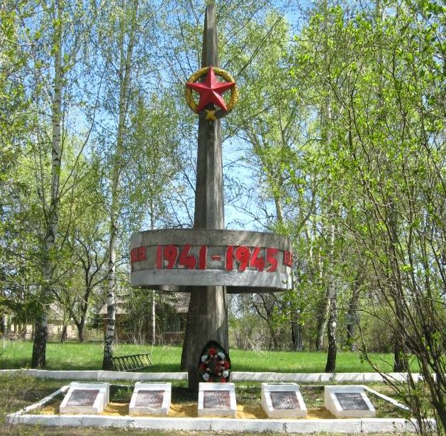 д. Молчаново Левое Черского р-на. Обелиск, установленный в 1966 году на братской могиле, в которой похоронены советские воины. 
