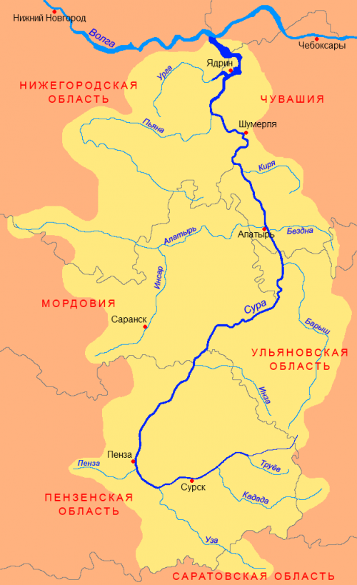 Бассейн реки Сура.
