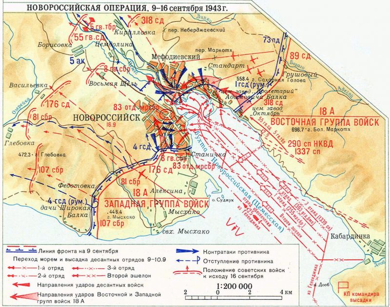 Карта-схема Новороссийской операции 9-16 сентября 1943 г.