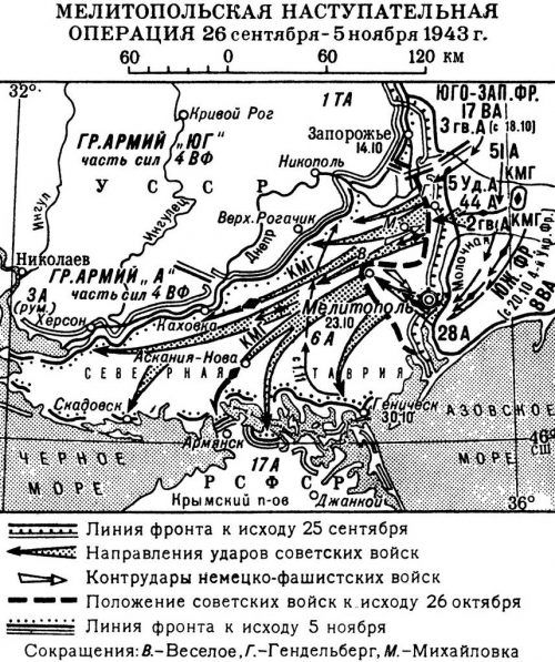 Карта-схема Мелитопольской операции.