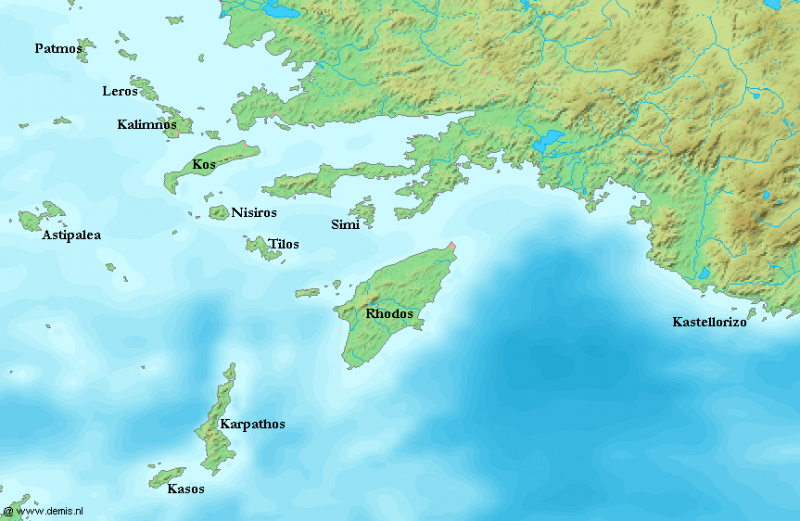 Острова Додеканес на карте.