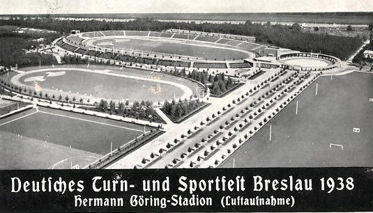 Открытка с изображением всего спортивного комплекса в Бреслау. 1938 г.