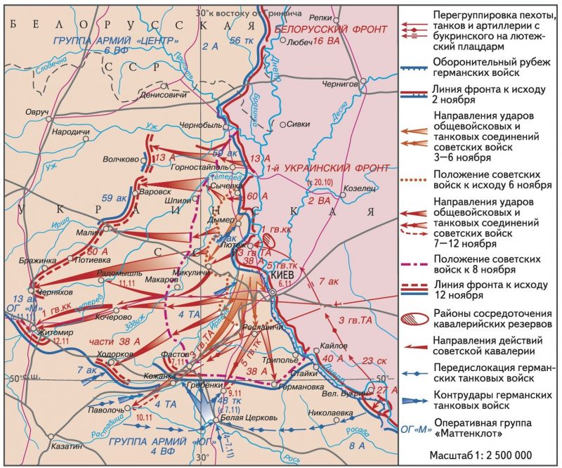 Карта-схема Киевской наступательной операции.