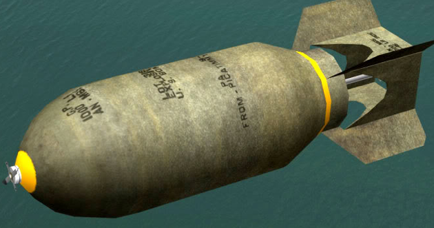 Рисунок бронебойной бомбы AN-Mk33, длиной 1850 мм предназначенной для поражения бронированных кораблей. 