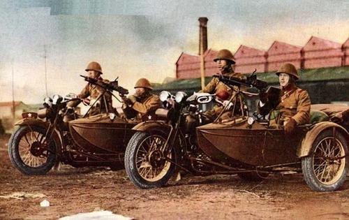 Японские армейские мотоциклы. Шанхай, 1932 г.