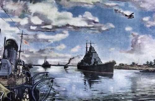 Флагман вице-адмирала Микава Гуничи крейсер «Чокайин». Рабаул, август 1942 г.