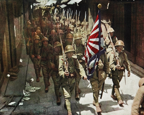 Солдаты 17-й дивизии на улице города Ухань. Китай, октябрь 1938 г.