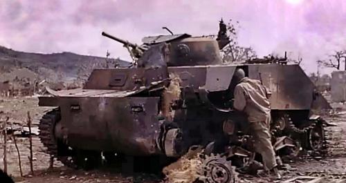 Танк-амфибия военно-морского десанта «Йокосука», уничтоженного в Сайпане. Июнь 1944 г.