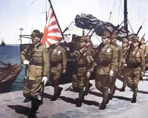 Японские морские пехотинцы на острове Хайнань. Февраль 1939 г.