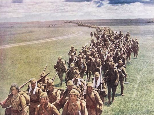 Пехотинцы во время сражений на Халхин-Голе. Июль 1939 г.