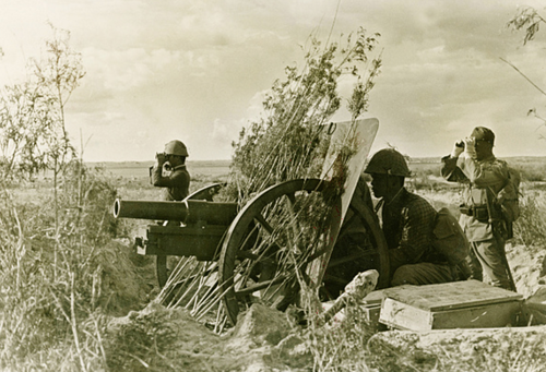 Японское орудие на позиции в Номонхане. 1939 г.