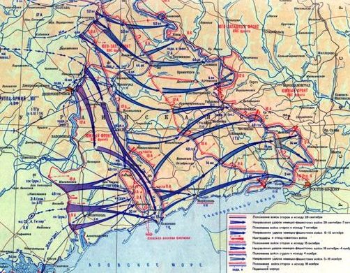 Карта-схема Донбасско-Ростовской оборонительной операции.