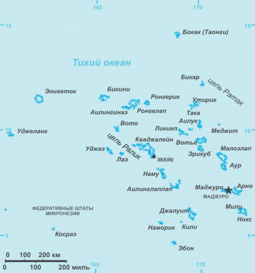 Карта Маршалловых островов.