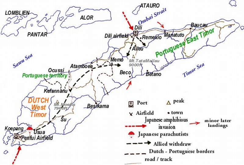Карта -схема битвы за Тимор. 