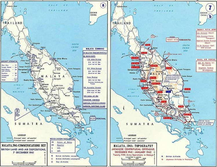 Карта-схема Малайской операции.
