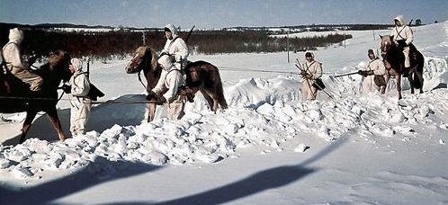 Финский верховой патруль. Зима, 1942 г.