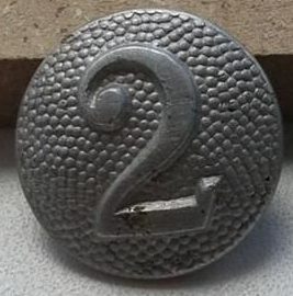 Погонная пуговица с номером роты Вермахта «2», диаметром 19 мм. 