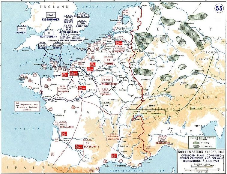 Положение союзников и немецких войск в Западной Европе на 6 июня 1944 г. 