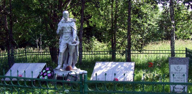 д. Денесиха Старицкого р-на. Памятник, установленный на братской могиле советских воинов.
