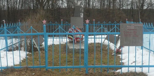 д. Массальское Ржевского р-на. Памятник, установленный на братской могиле советских воинов. 