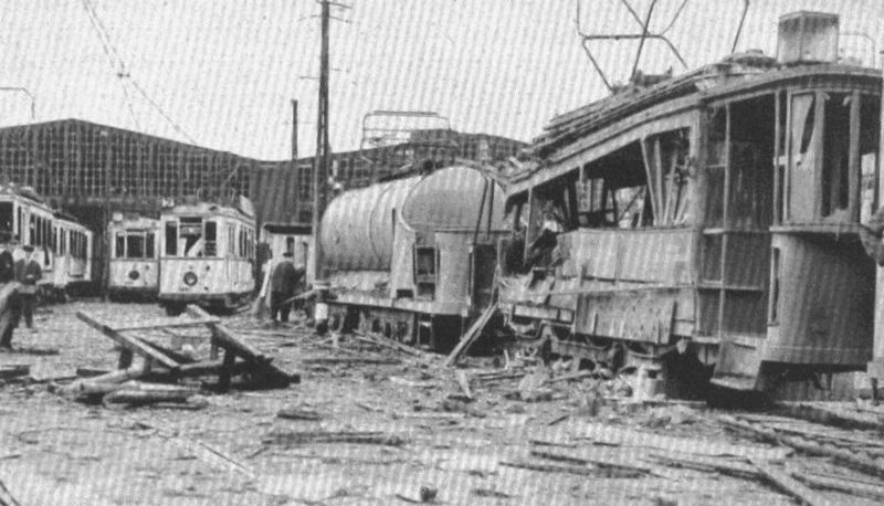 Разрушенное трамвайное депо. Октябрь 1944 г.