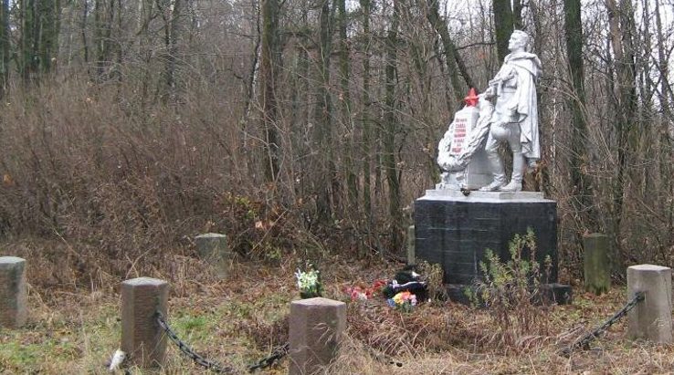 д. Смолино Калининского р-на. Памятник, установленный на братской могиле советских воинов.