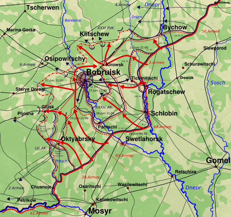 Карта-схема Бобруйского сражения.