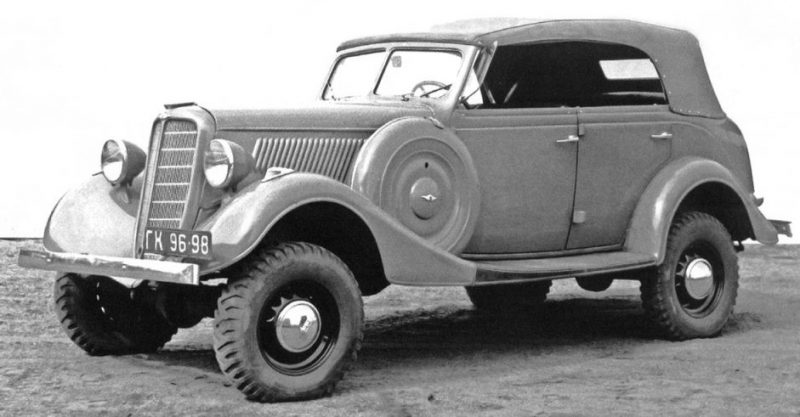 ГАЗ-61 - легковой полноприводный двухосный автомобиль. 1942 г.