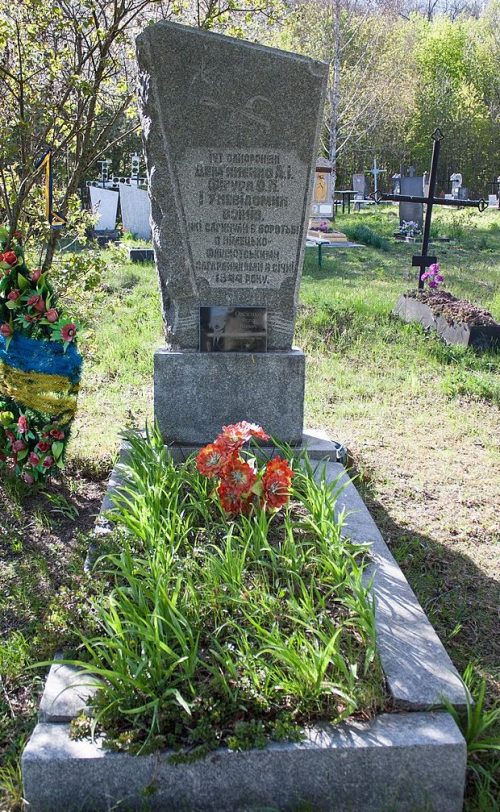 с. Вильна Монастырищенского р-на. Памятник на кладбище, установленный на братской могиле советских воинов.