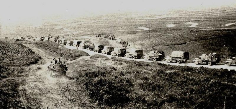 Колонна военной техники в Маньчжурии. Август 1945 г.