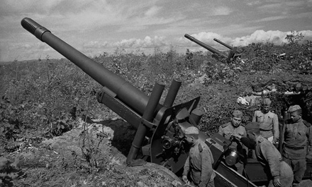 Огневые позиции артиллеристов. Маньчжурия, август 1945 г.