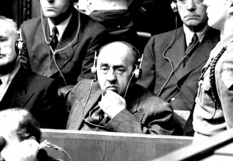 Вальтер Функ на Нюрнбергском процессе. 1946 г.
