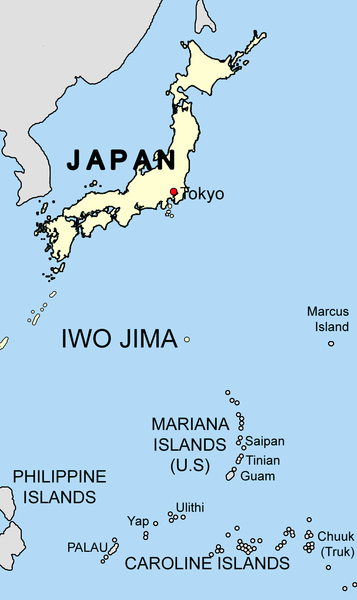 Расположение острова Иводзима на карте.