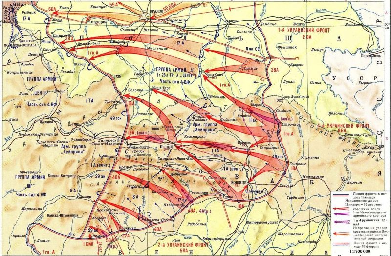 Карта-схема Западно-Карпатской операции.