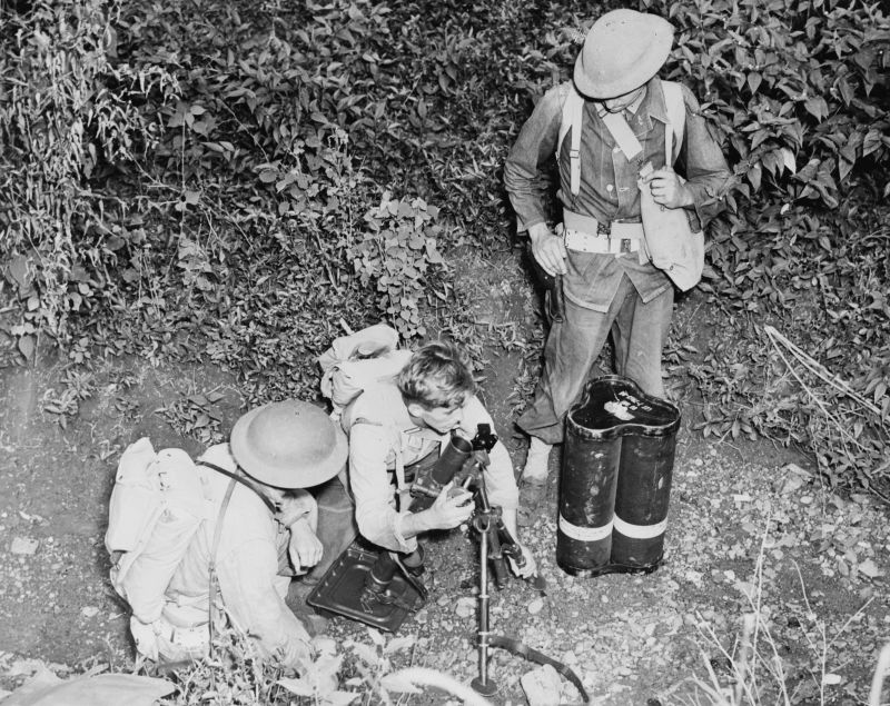 Расчеты 60-мм миномета М2 на маневрах в Британской Вест-Индии. 1942 г. 