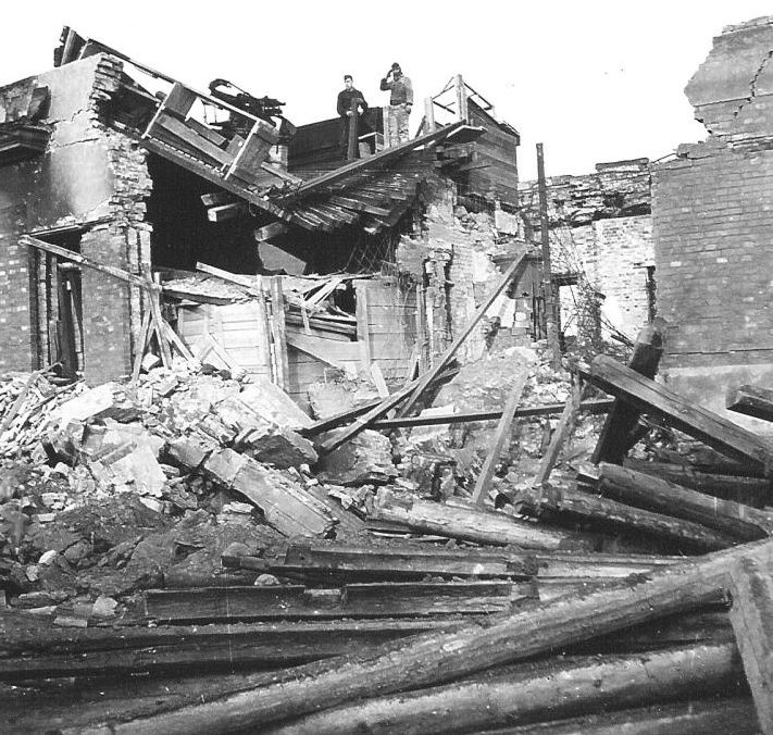 Паровозное депо после бомбежки советской авиацией. 1942 г. 