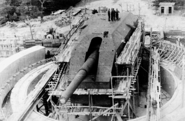 Строительство 406-мм береговой батареи «Линдеман». 1941 г. 
