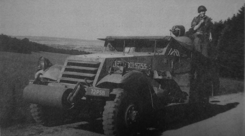 Бронеавтомобиль M3A1 Scout Car с громкоговорящей установкой. Франция, 1944 г. 